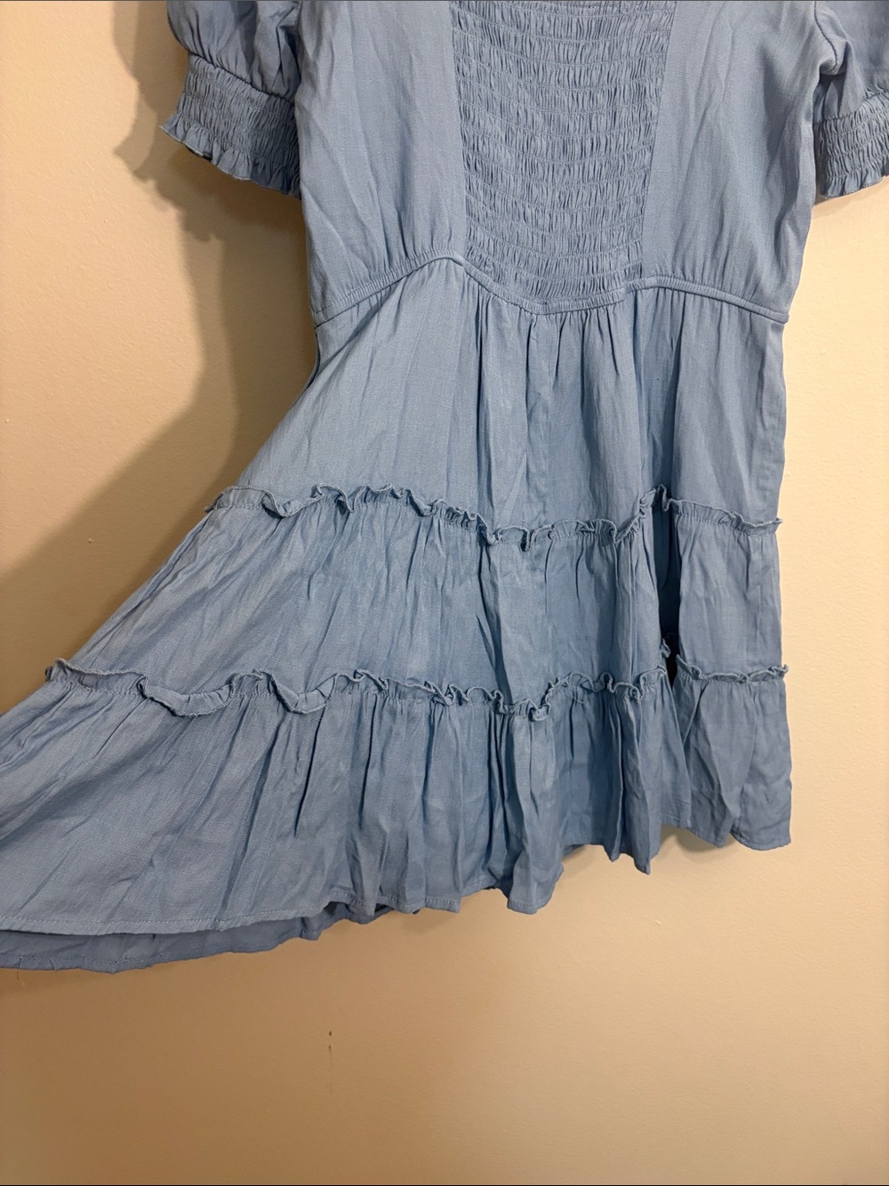 Trixxi Light country Blue Midi Dress with Puff Sleeves - Picture 7 of 7